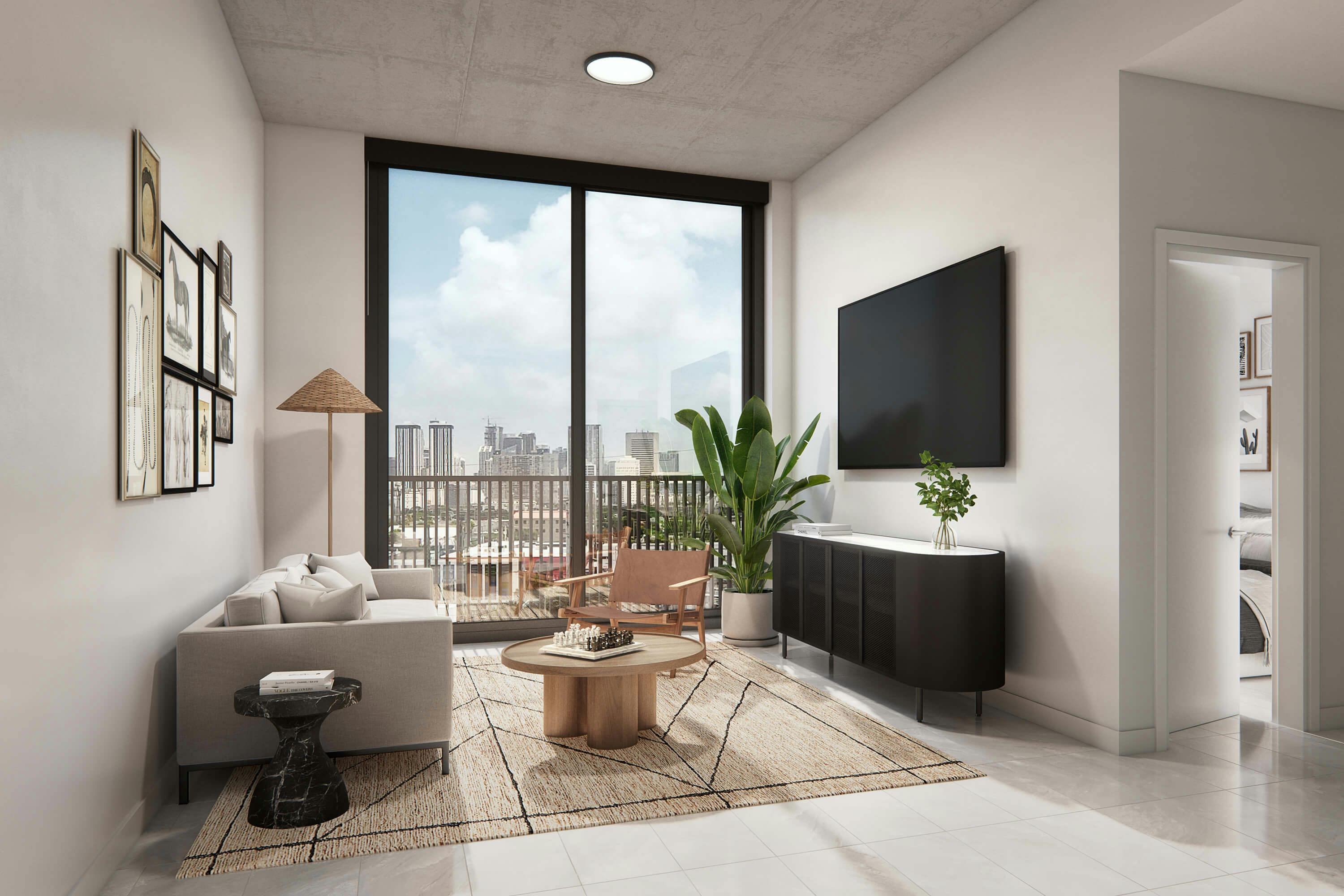 living spaces at Wynd Miami