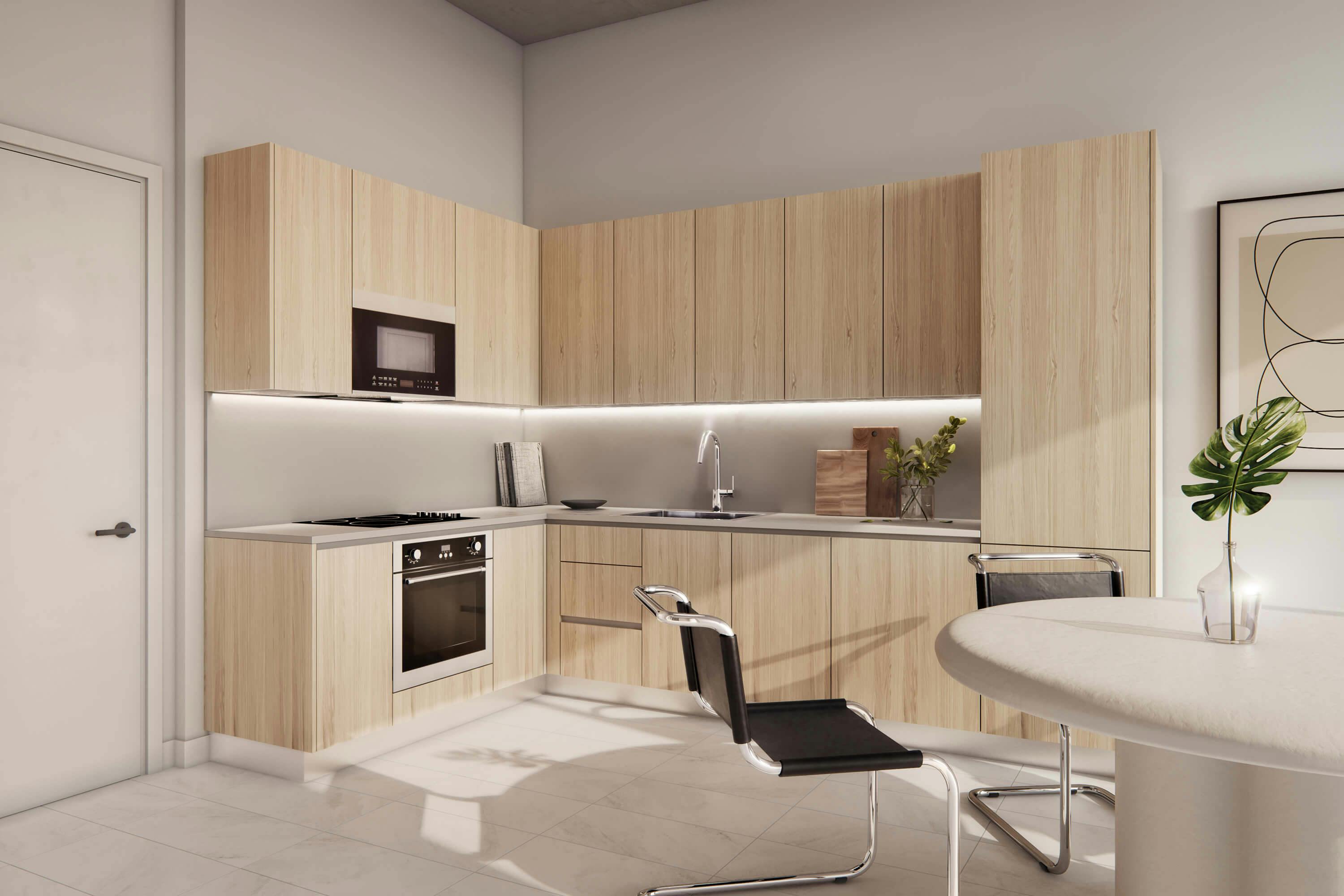 Modern kitchen 3d render of Wynd Miami
