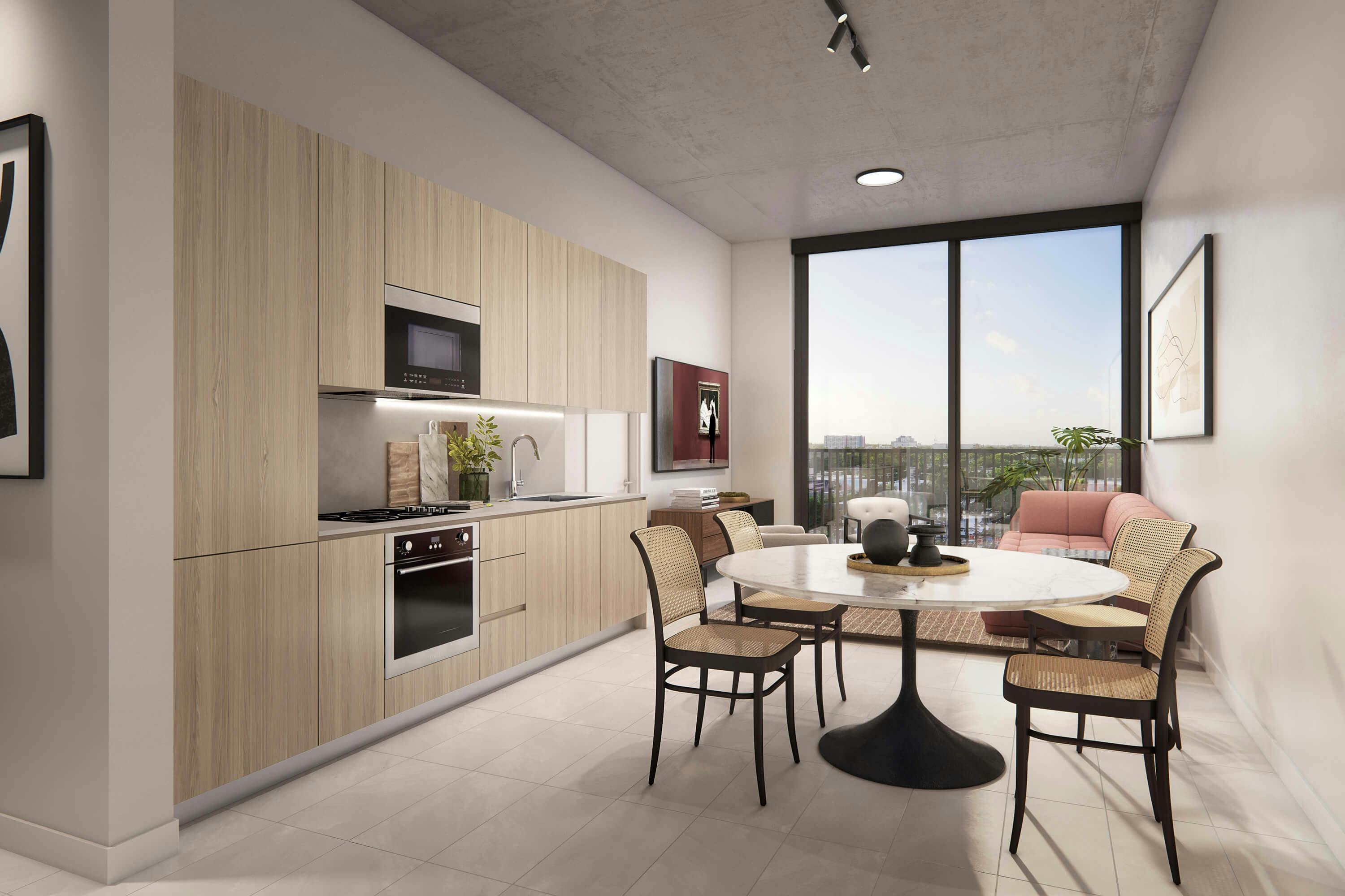 Modern kitchen 3d render of Wynd Miami